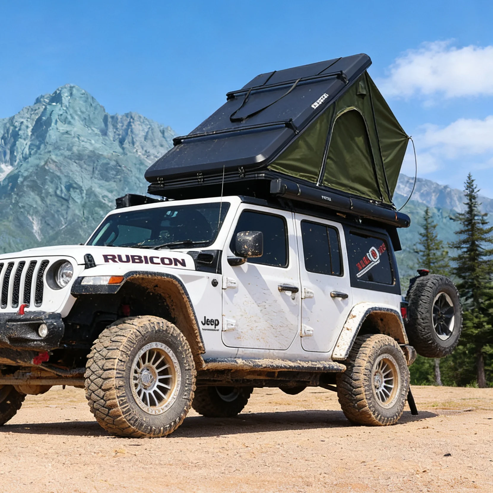 Younghunter-Triangle Roof Top Tent, Quality Camping, Green SUV, Overland