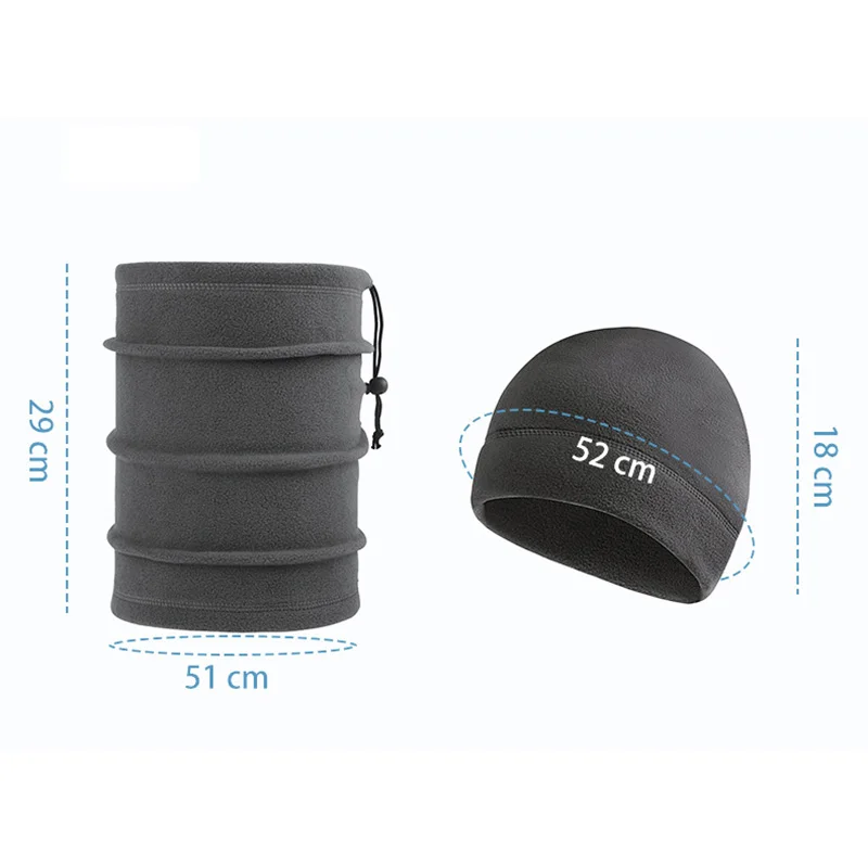 Tactical Fleece Hat&Scarf Set Thermal Head Cover Winter Warm Balaclava Face Mask Sports Cycling Bonnet Neck Protector 6