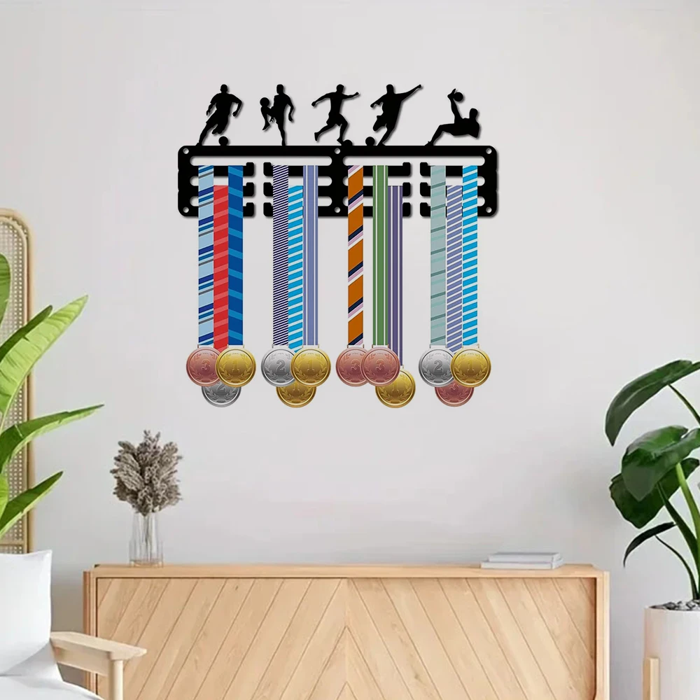 Football/Running Medal Hanger Display Stand for Wall Home Badge Competition Gymnastics Swimming Medal Winner Iron Art display stand