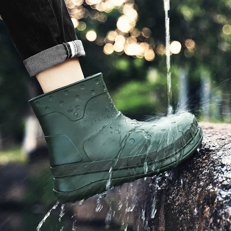 

Mens Rain Boots Slip On Waterproof Rubber Rain Shoes,Work Mud Boots ,Durable Non-Slip Garden Boots for Farming Gardening Fishing