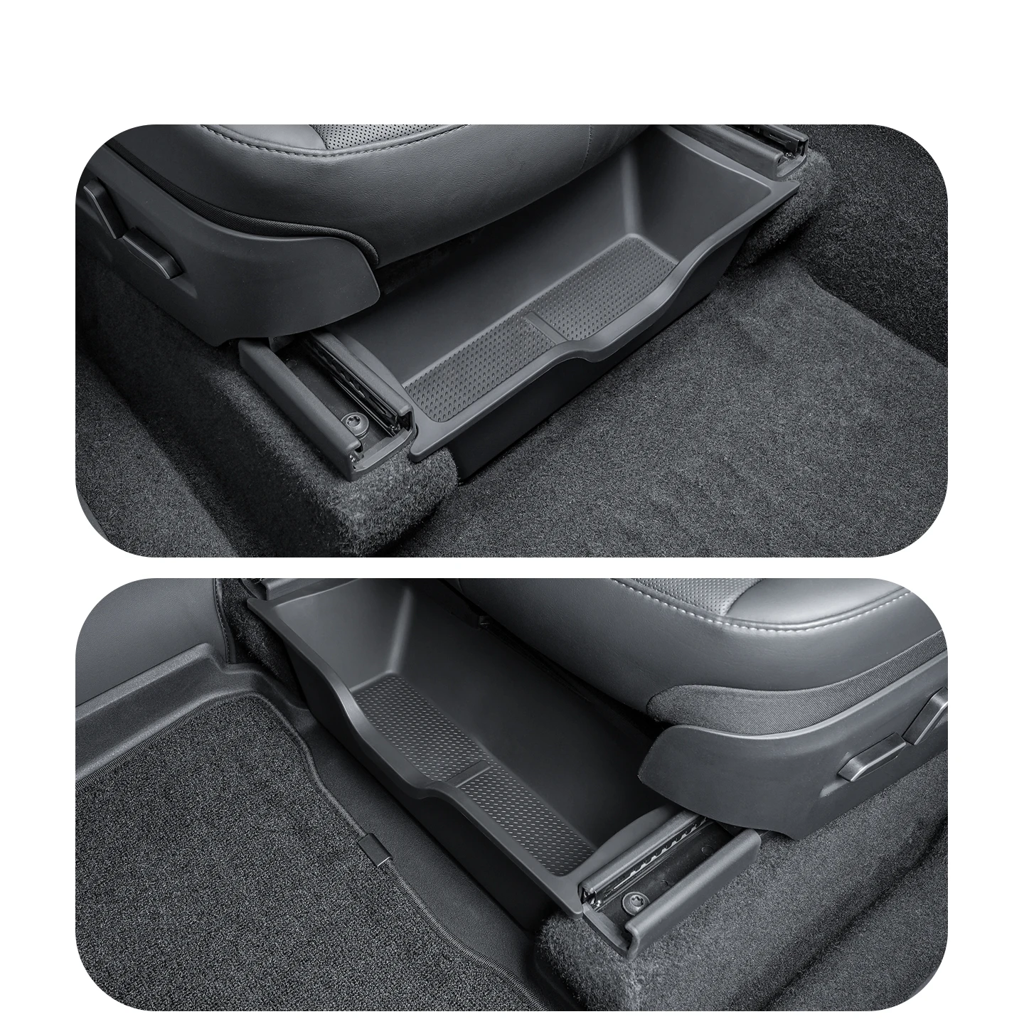 For Tesla Model Y Juniper 2025 Storage Box Under The Front Seats TPE Material Du