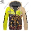 3D printing customized name new firefighter pattern warm hooded thickened jacket zipper fleece hoodie winter jacket casual 4