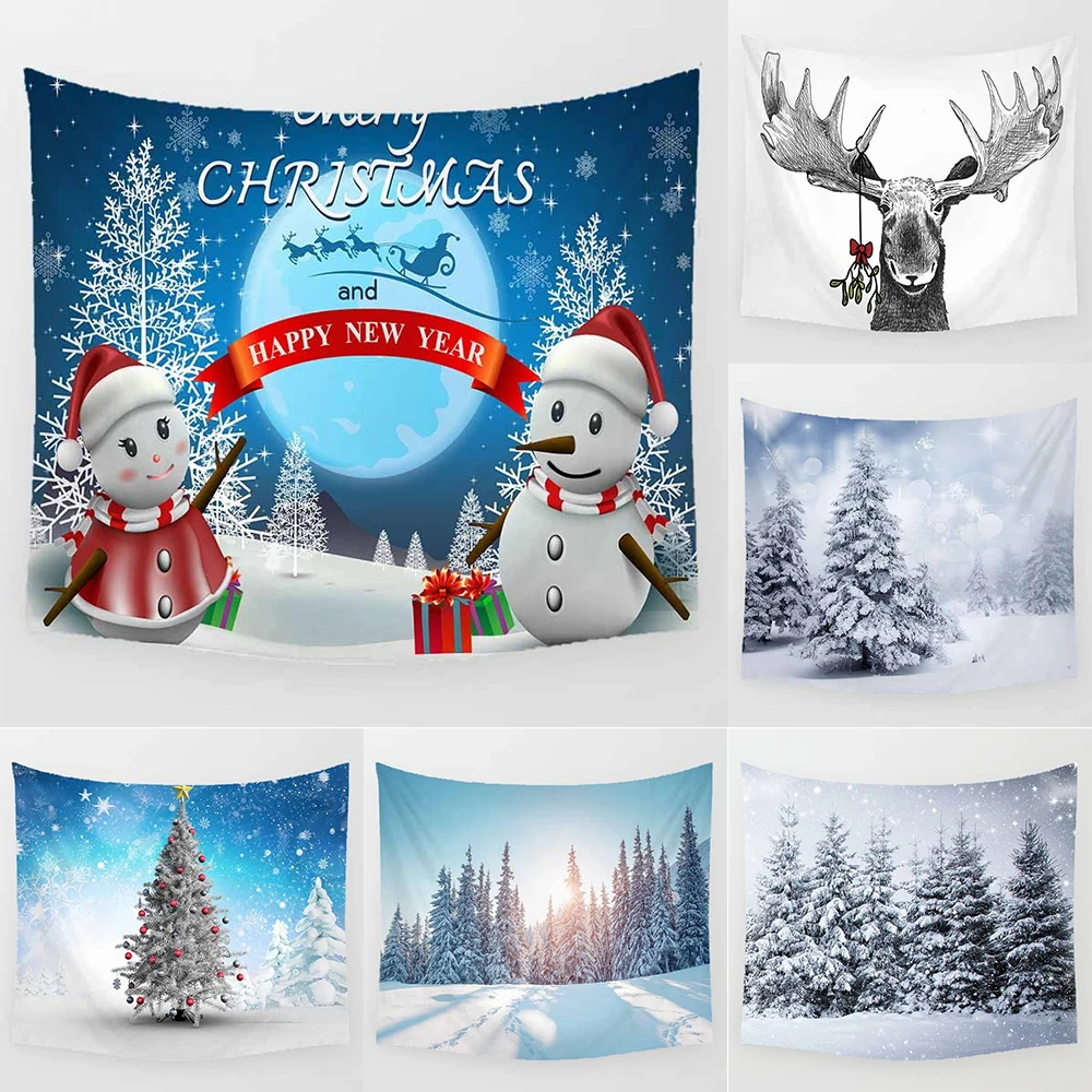 

Customizable Christmas Tapestry Home Decoration Holiday Background Living Room Wall Cloth