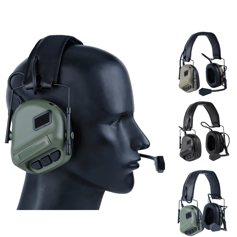 Military Airsoft Shooting Headset Earmuff Microphone Tactical Headsets Use  With Ptt Earphone Shooting Hunting Accessories - Tactical Headsets &  Accessories - AliExpress