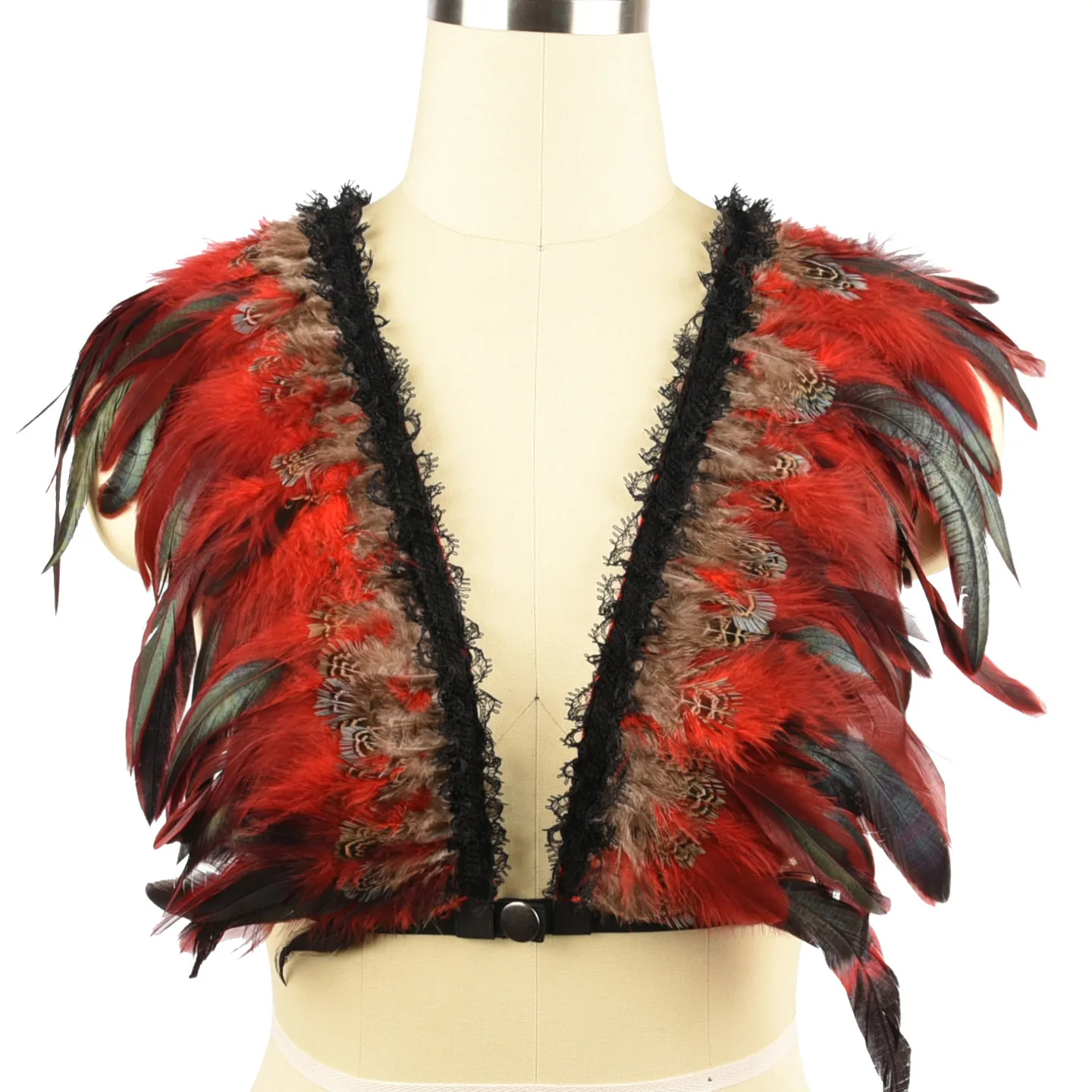 

Women Harness Vest Festival Rave Feathers Costume Burning Man Shoulder Wings Harness Bra Unisex Top Halter Dance Rave