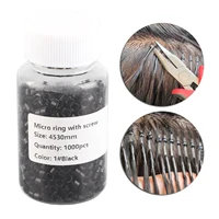 1000PCS Aluminum Micro Links Rings Beads Screw Micro Rings Hair Extension Tool Black Hair Extension Beads Hair Extension Rings 1