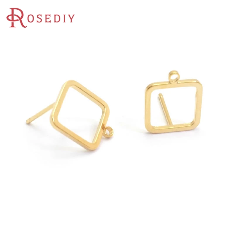 18K Gold Color Brass Rectangle Round Circle Irregular Oval Stud Earrings High Quality Diy Jewelry Earrings Accessories for Women
