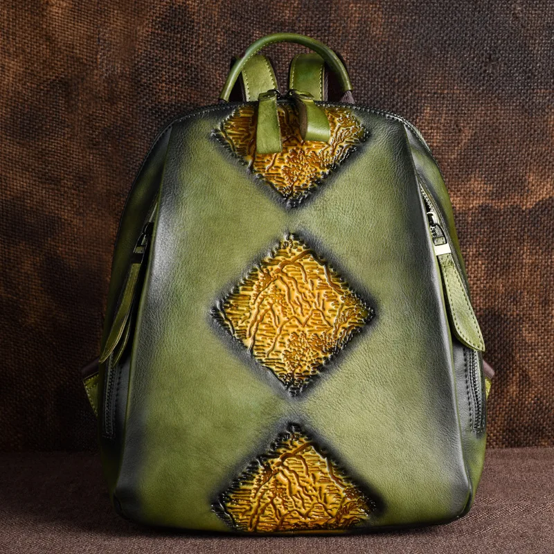 Vintage genuine leather women's backpack cowhide multifunction ladies travel backpack large capacity school bag for girls