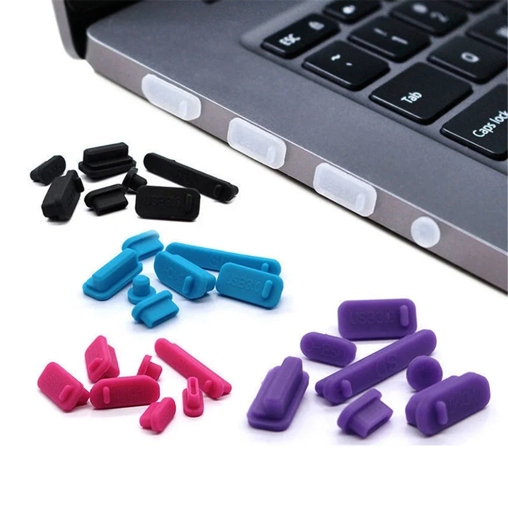 16pcs Silicone Anti Dust Plugs for USB HDMI Network Port VGA Rubber Plug Protect Cover Computer Supplies Office Accessories