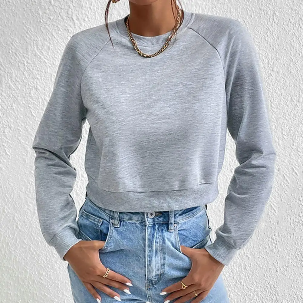 

Comfortable Sweatshirt Cozy Stylish Women's Short Sweatshirt Soft Warm Sporty Top for Winter Fall Women Sweatshirt