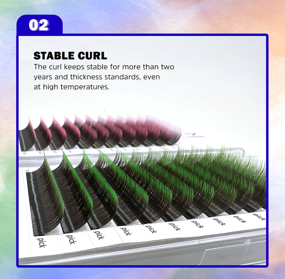 Description Picture 6 of itemNew Gradient Red Green Blue Purple Color Eyelash Extension Individual Faux Mink Ombre False Eye Colored Lashes Makeup Tool