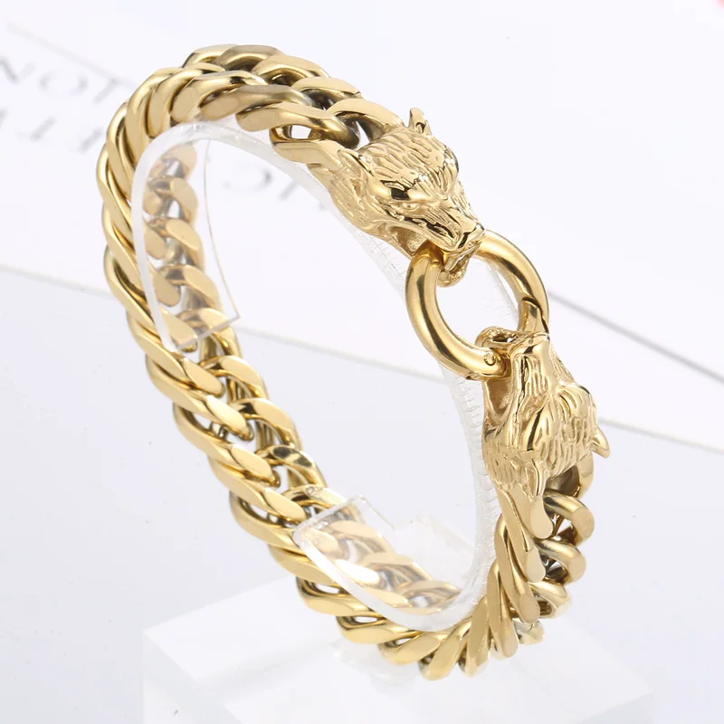 Fongten Viking Wolf Kopf Edelstahl Armband Für Männer Rock Bühne Zubehör Mode Schmuck Bankett Freund Geburtstag Geschenke – Detail 7
