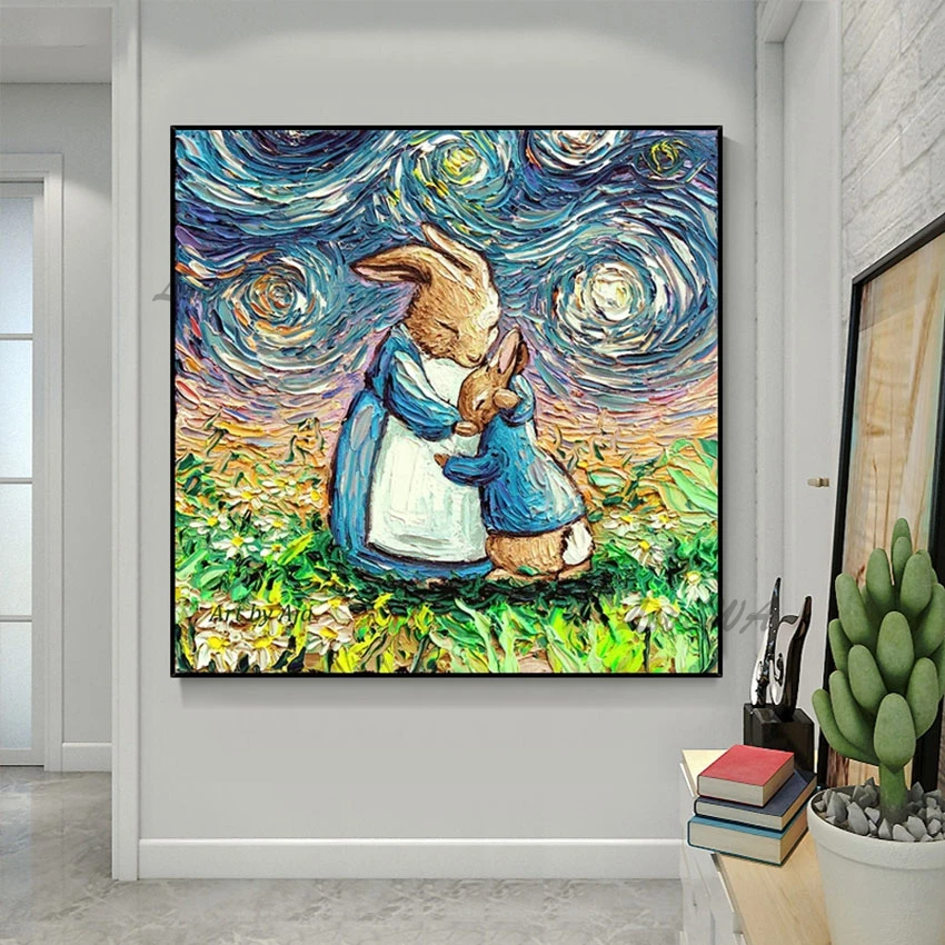 

Natural Scenery Wall Picture Acrylic Design Abstract Art Painting Unframed Canvas Artwork Palette Knife Oil Paintings Of Rabbits
