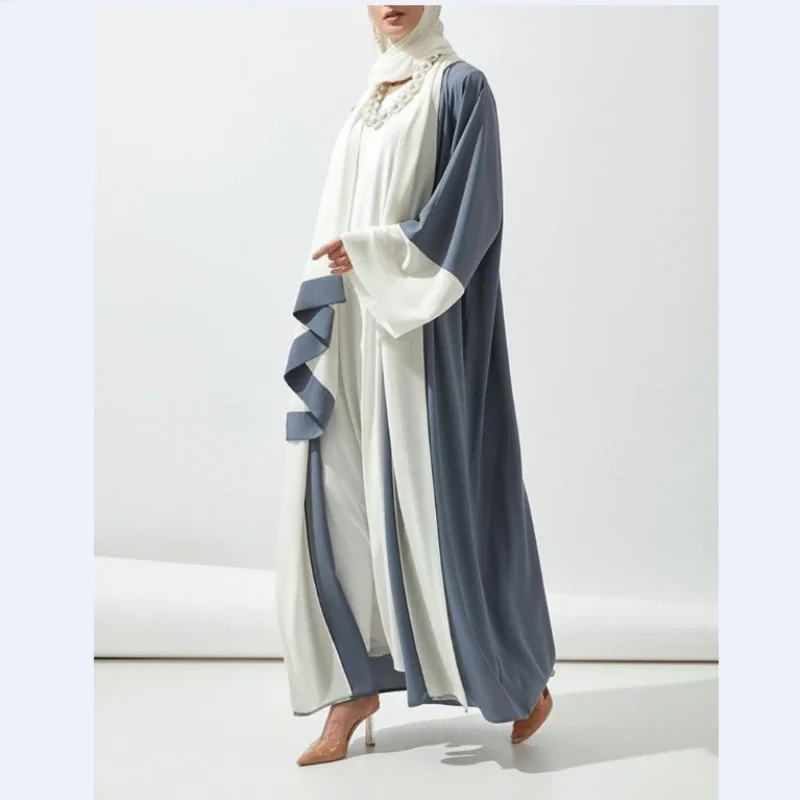 Muslim Mid-Length Dubai Abaya Clothing Sunscreen Stitching Cardigan Djellaba Foreign Trade Long Dubai abaya dress abayat
