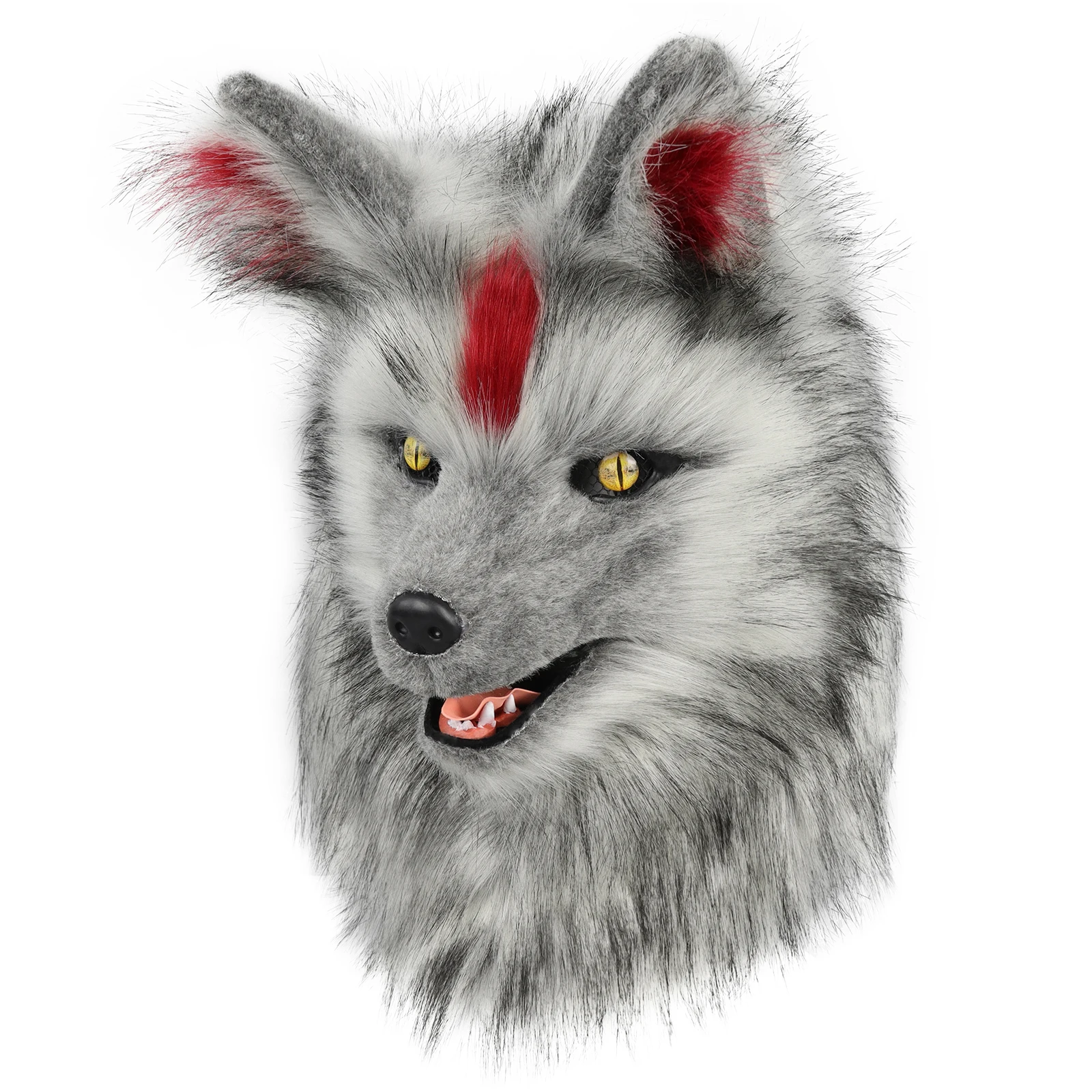 Tier Wolf Maske Cosplay Kostüm Zubehör Pelzigen Kunstpelz Hund Fuchs Voller Kopf Therian Masken Anime Dress up Party – Detail 10