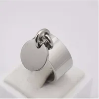 Women Fashion Jewelry Blank Tag Party Ring Silver Color Women Round Pendant Finger Ring Size 7 8 9 10 6 11 1