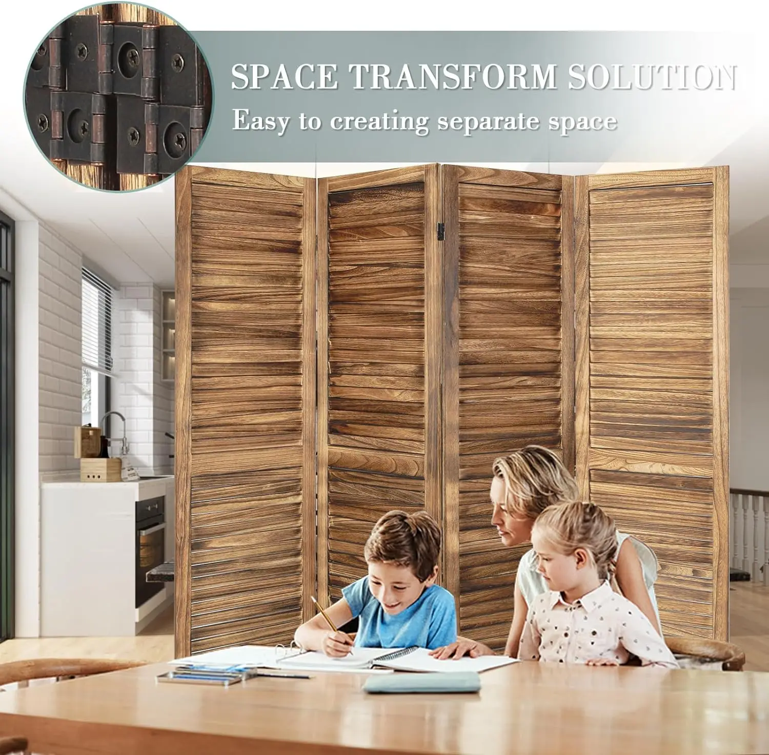 Room Divider, 4 Panel Room Dividers and Folding Privacy Screens, Freestanding Partition Divider Wall, Folding