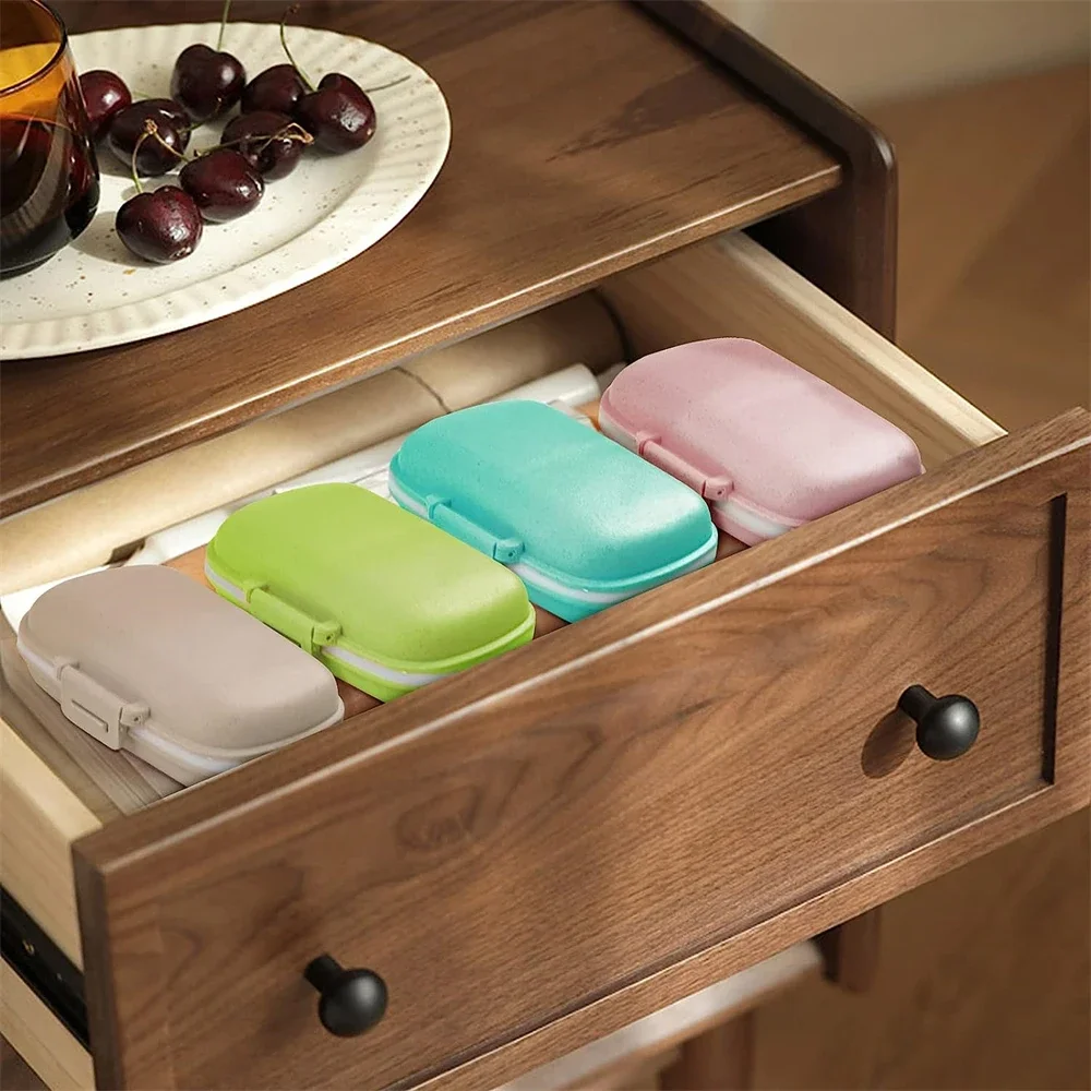 Compact Travel Pill Organizer - 8-Compartment Portable Medicine and Vitamin Storage Case