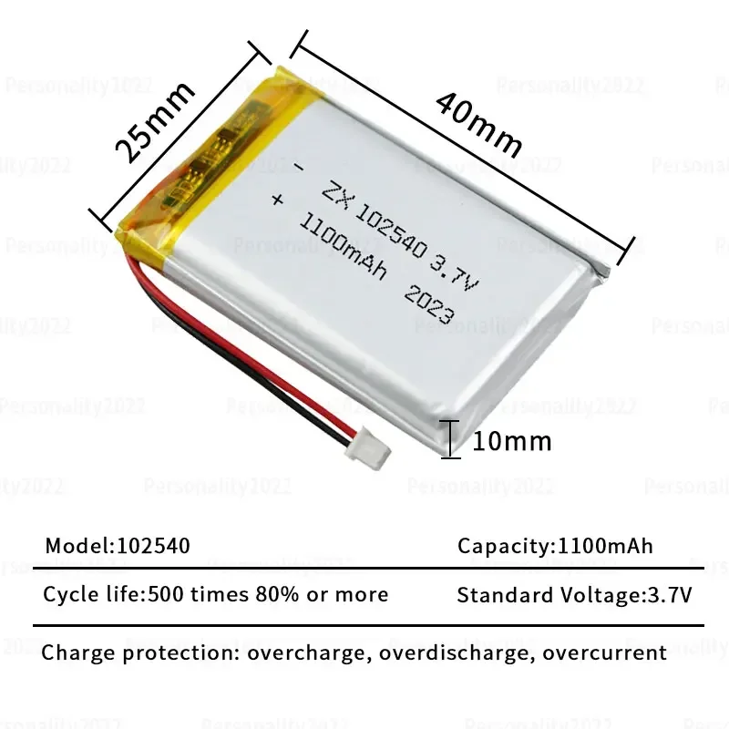 Li Po 1100mAh 3.7V li Battery 102540 Lipo Polymer Li-ion Batteries for Logger Beauty Instrument Electronic Products Rechargeable-rechargeable lithium batteries