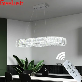 Crystal Oval Desig Led Chandelier Modern Large Crystal Pendant Hanging Light Fixtures For Living Room Bedroom Ceiling Lustres 1