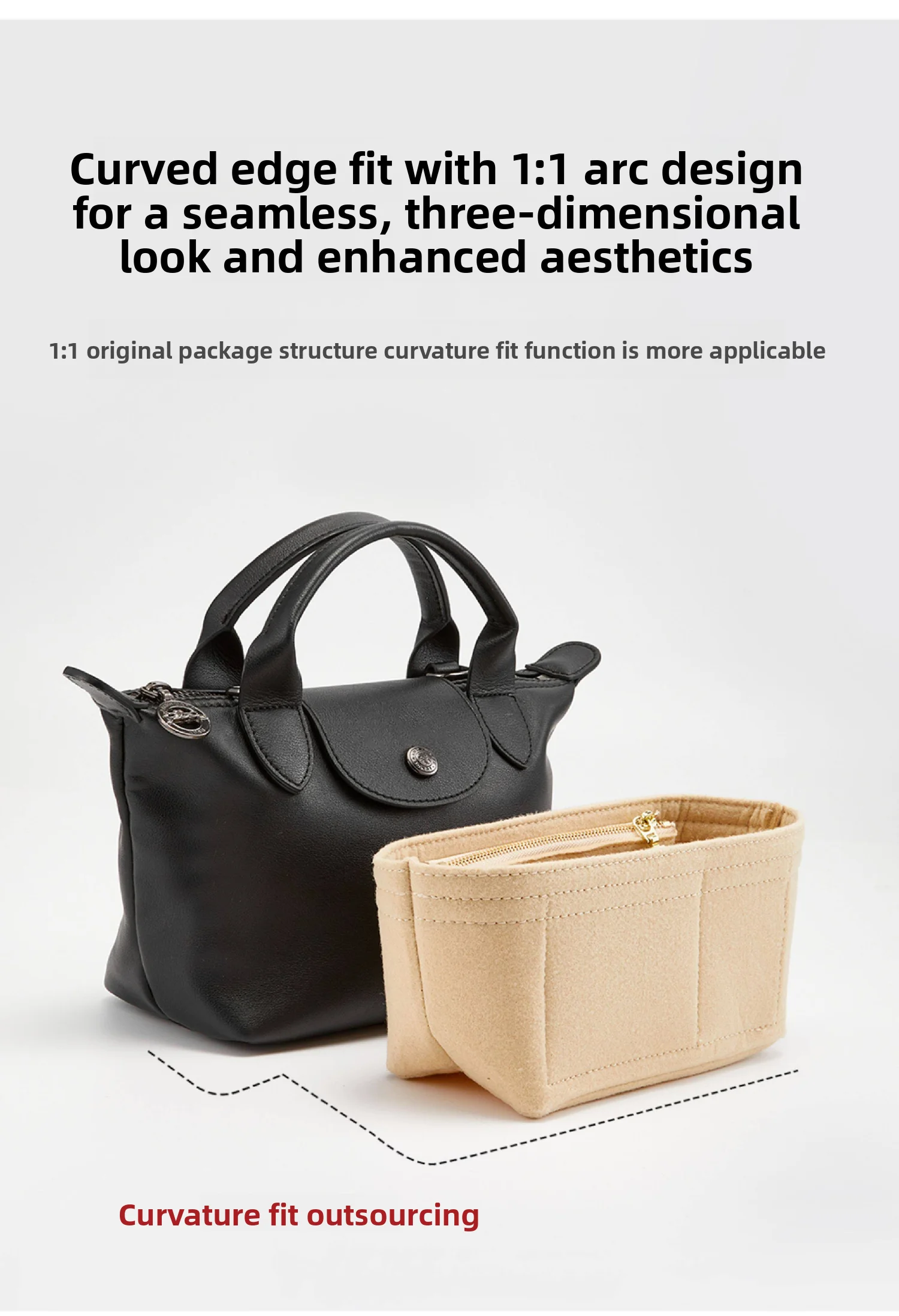 Felt Bag Insert For Longchamp Xtra17 25,lightweight Bag Organizer Insert Storage,Bag Support Bag Replacement Accessories