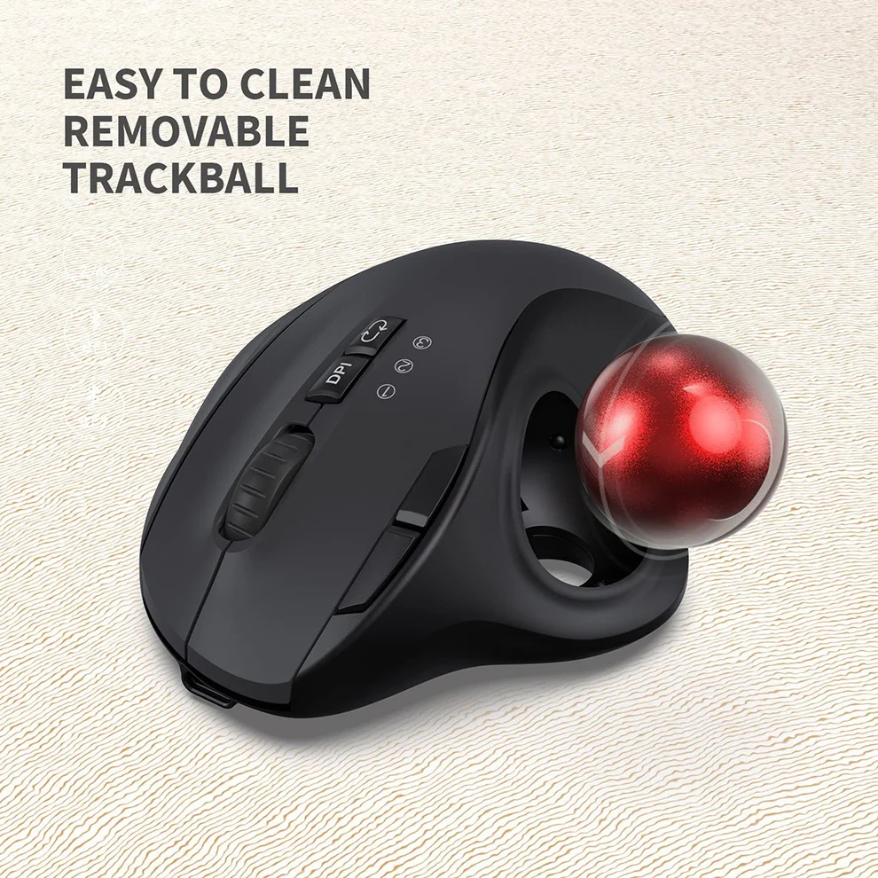 2.4G Wireless Bluetooth Trackball Mouse 1600 DPI USB Rechargeable Mouse Ergonomic Mice For Ipad Computer Laptop
