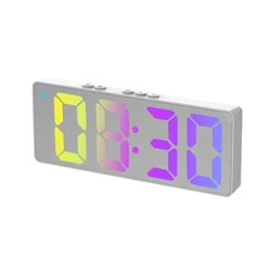 Enhanced LED Digital Alarm Clock with Voice Control, Dual Snooze, and Temperature Display (White Colorful)