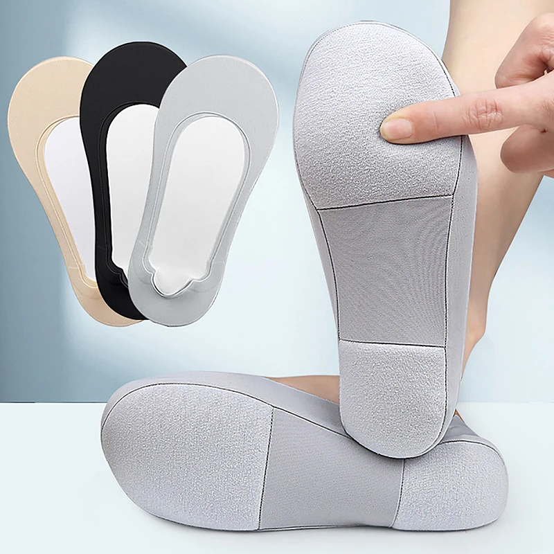 

1Pair 3D Arch Massage Health Care Womens Summer Socks Ice Silk Socks Shallow Mouth Silica Gel Anti-off Invisible Sock Slippers