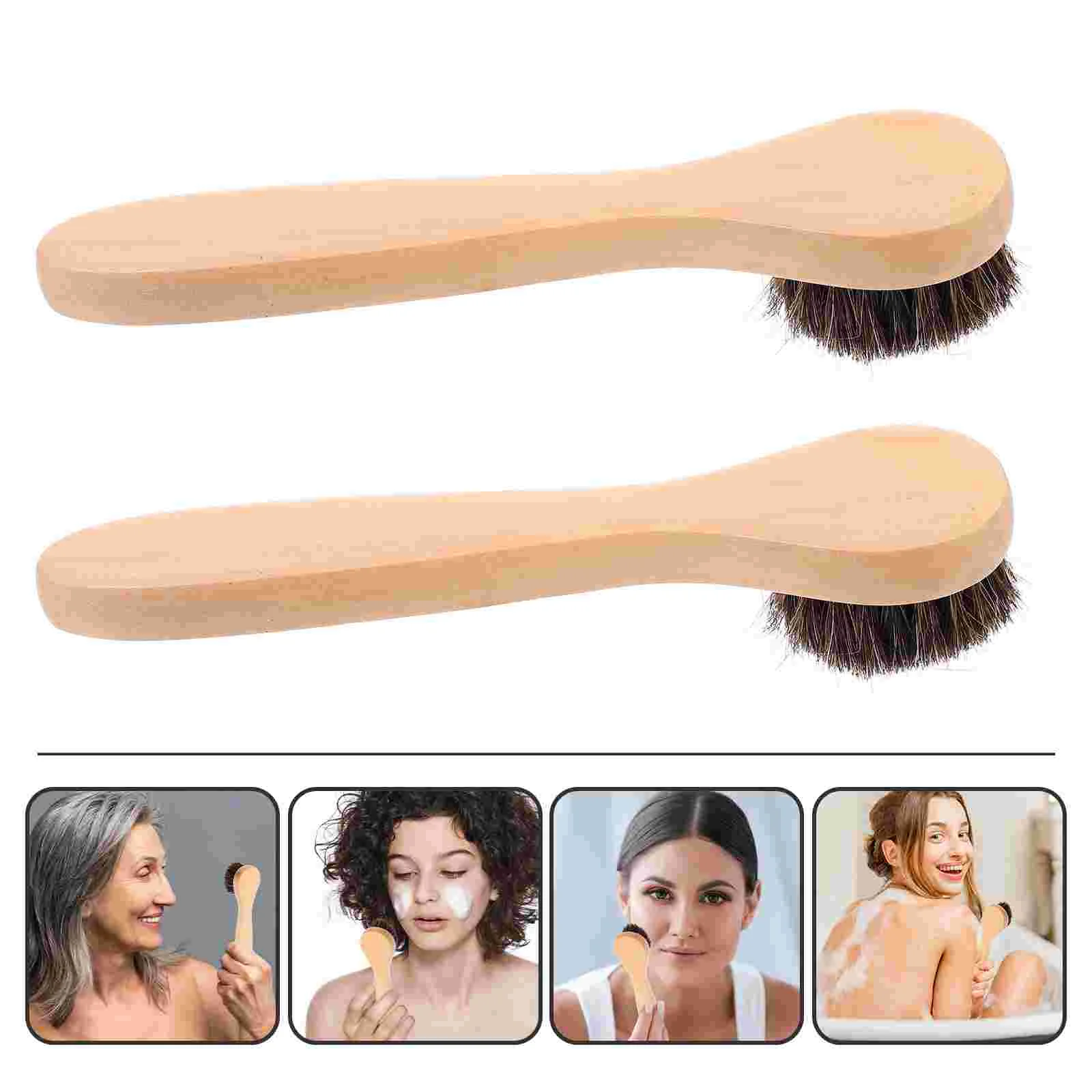 

2Pcs Deep Cleaning Face Brush Wooden Exfoliating Brush Household Face Care Tool