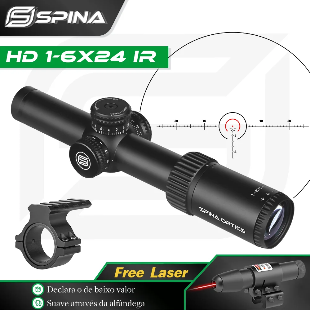 

SPINA OPTICS LPVO 1-6x24 IR Rifle Scope Mid Dot Dual Purpose Scope Red Dot Sight Glass Etched Reticle Riflescope PCP AR15 etc