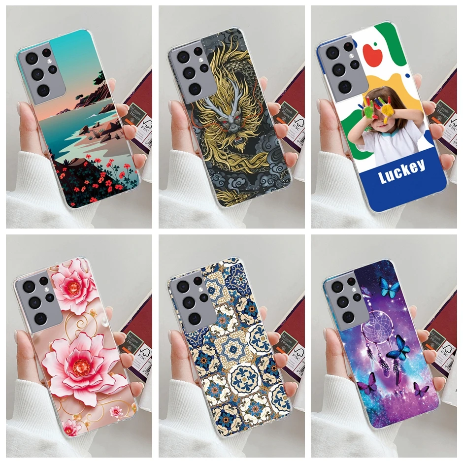 Custodia Per Telefono Per Samsung Galaxy S21 Ultra S21 S21 + J7(2017) Custodia Posteriore In Silicone Morbido Trasparente Per Paraurti Galaxy S21 S21 