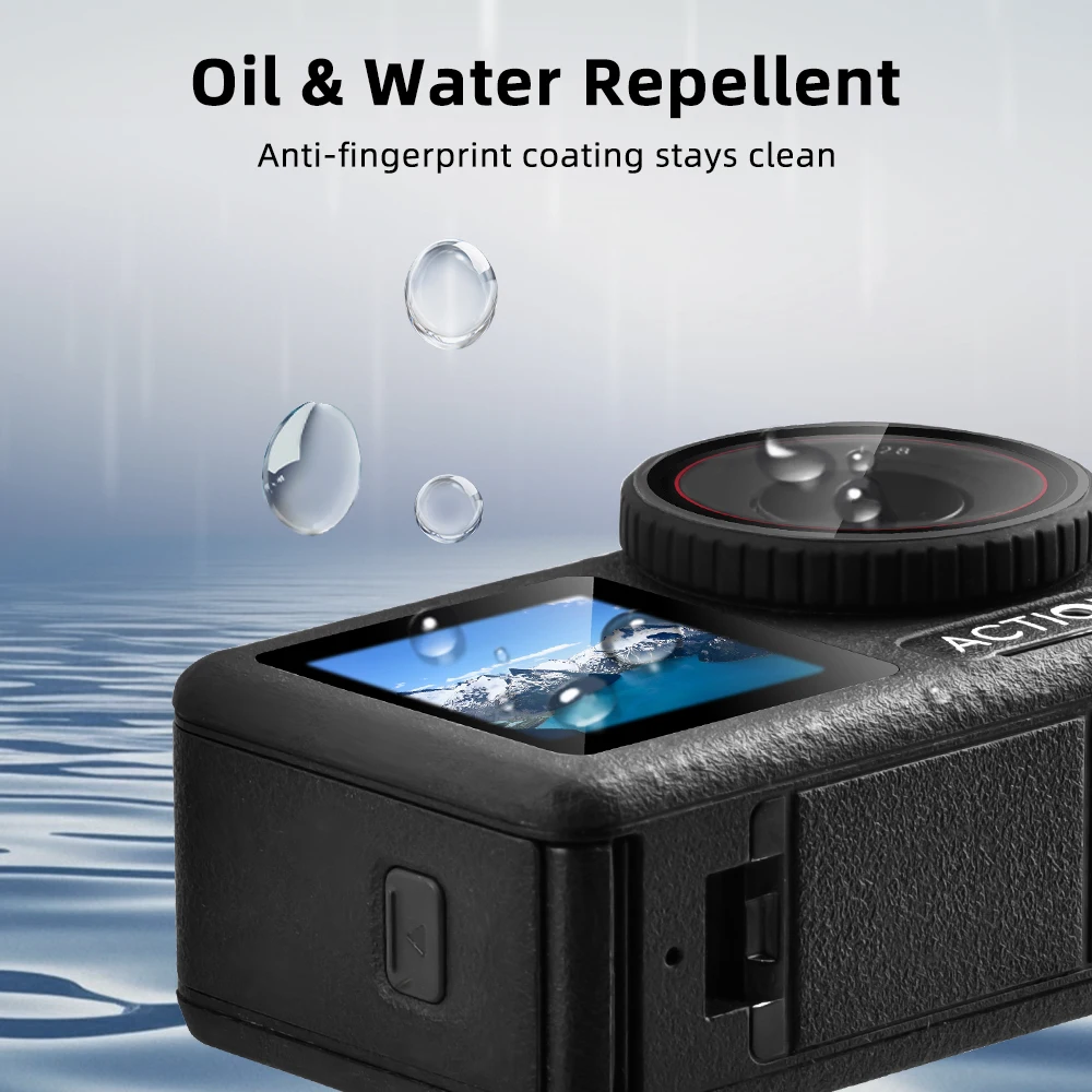 Emballage du lot de 2 protections écran GoPro 9H antireflet, avec les accessoires de pose visibles.
