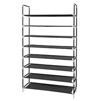 100cm 8-Layer Steel Shoe Rack - Large Capacity Non-Woven Fabric Organizer in Black 1