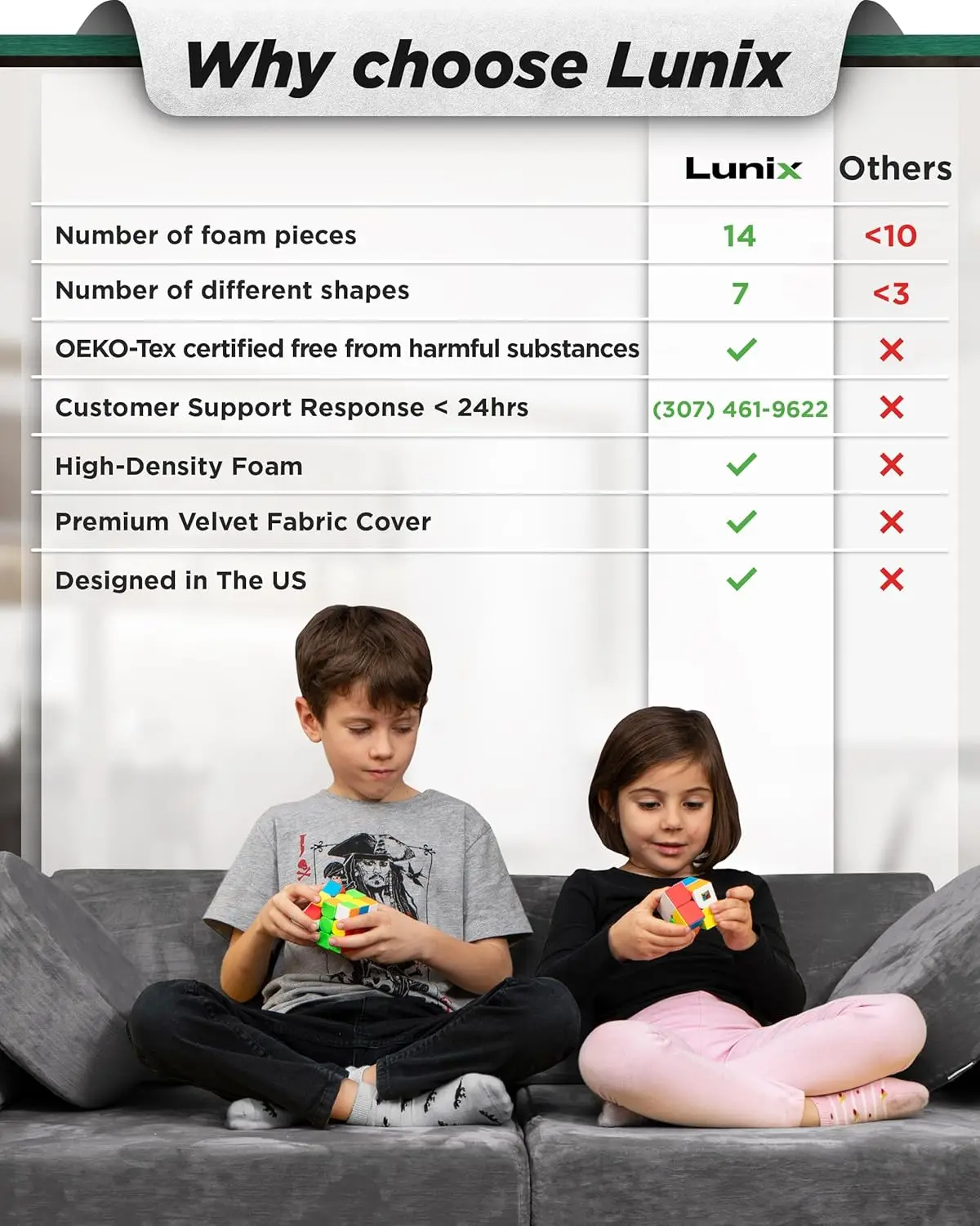 14 Piece Modular Children's Play Sofa, Children's Sectional Sofa, Fortplay Bedroom and Playroom Furniture for Toddlers 3