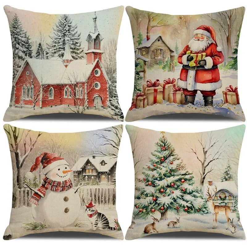 Juego De 4 Fundas De Almohada Navideñas Yeeju, 18 X 18 Pulga