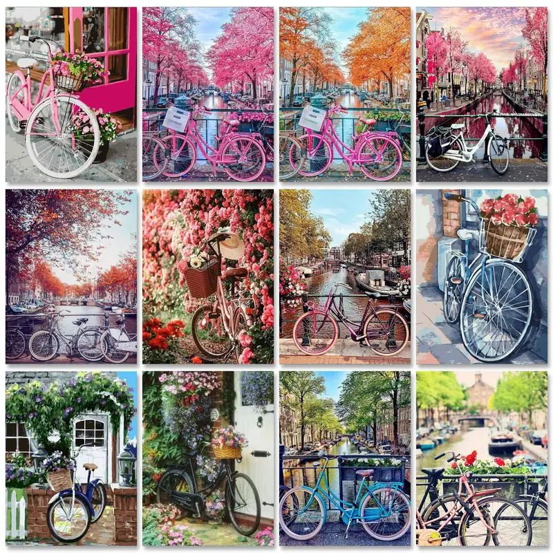 

GATYZTORY 40x50cm Painting With Numbers Bicycle Acrylic Paint for Adults Coloring by Numbers Picture Drawing Gift Wall Art