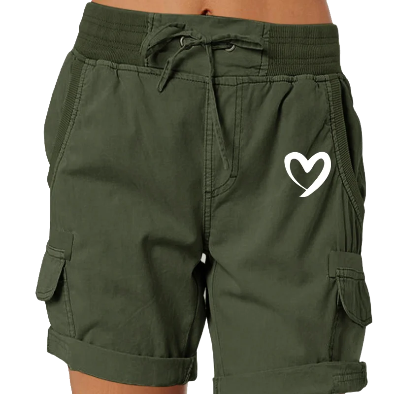 Fashion Cute Heart Printed Women's Cargo Shorts Golf Active Shorts Work Shorts Hiking Outdoor Summer with Pockets Beach Shorts