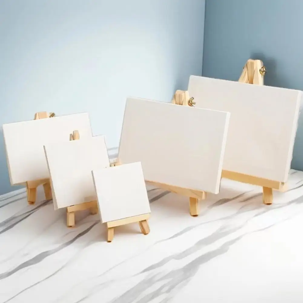 10 Pcs Oil Painting Board No Oil Leakage Triple Primed Wooden Mini Primer Stretch Canvas for Watercolor Acrylic Art Supplies