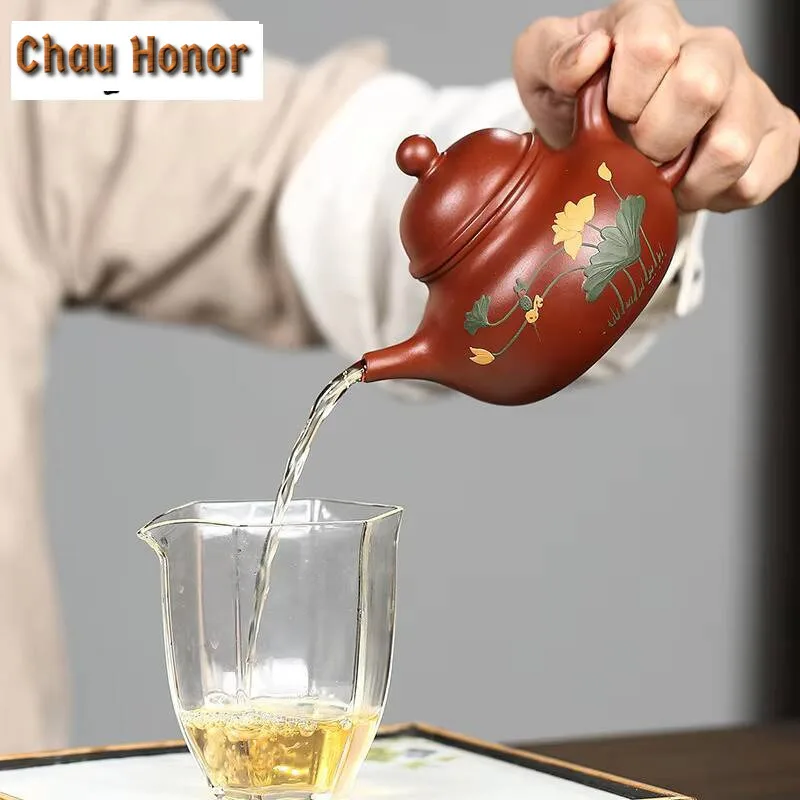 260ml Classic Yixing Raw Ore Dahongpao Mud Handmade Lotus Purple Clay Teapot Household Kungfu Teaset Tea Ceremony Drinkware Gift