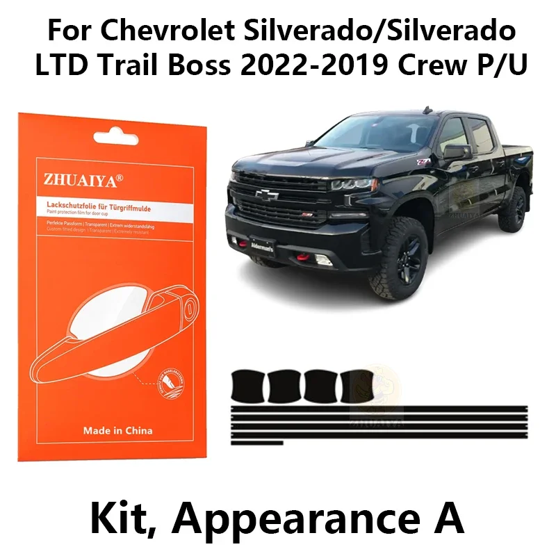 

Защитная пленка для края дверной ручки, защитная пленка из ТПУ для Chevrolet Silverado/SilveradoLTD Trail Boss 2022-2019 Crew P