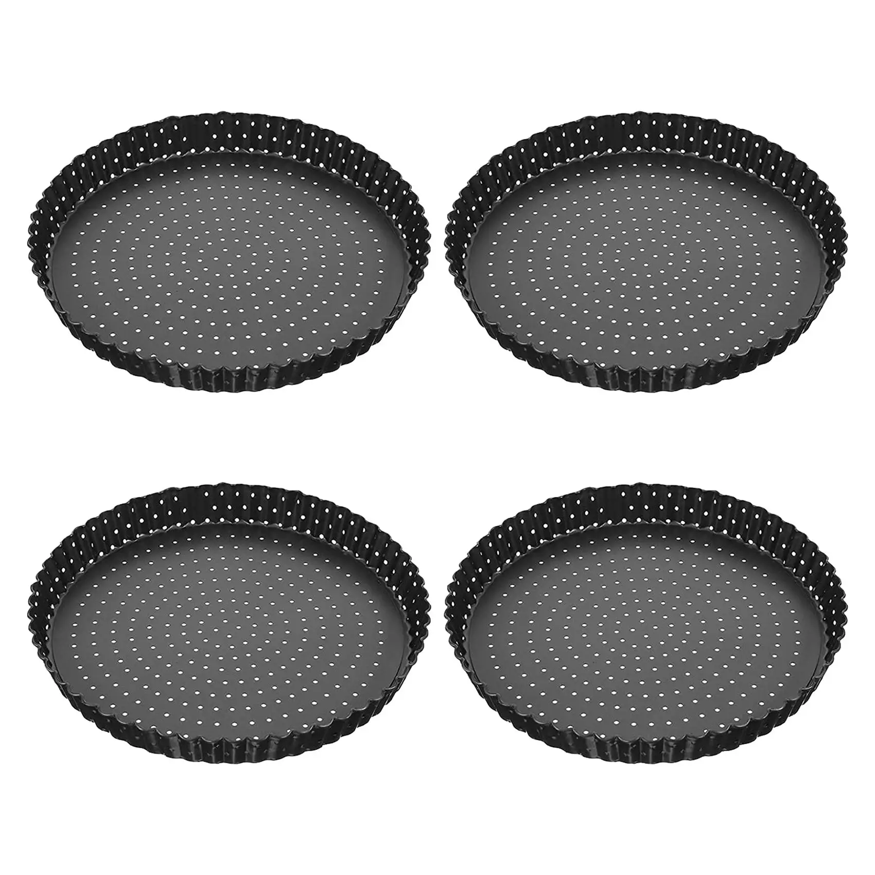 

4 Pack Quiche Tart Pan,5 Inch Round Perforated Pizza Baking Tray Non-Stick Tart Tin with Holes for Cakes,Pies,Quiches