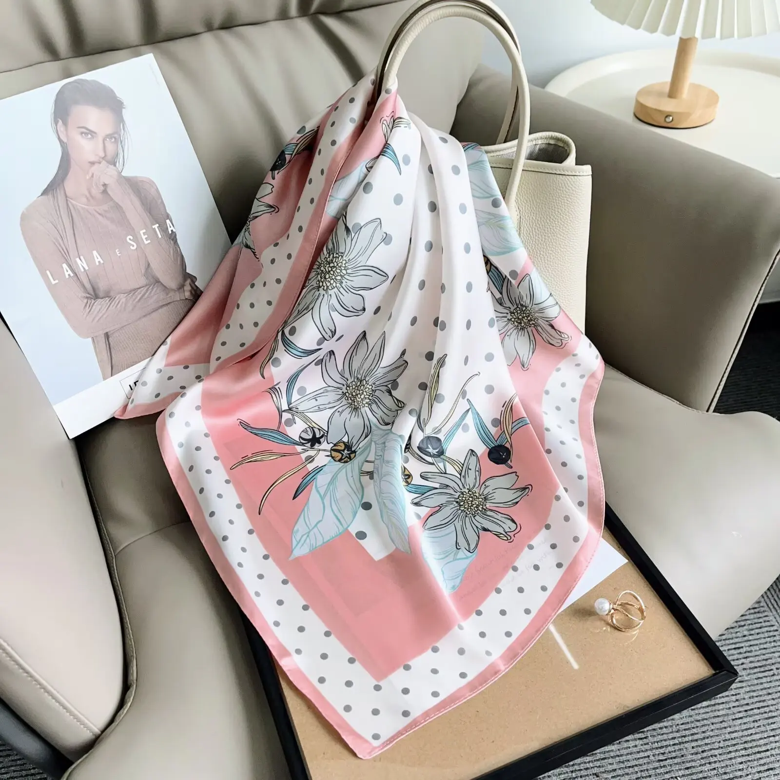 2025 Luxury Square Silk Scarf for Women Hijab Hair Bands Neckerchief Female Satin Shawl Ribbon Headband Fashion Wraps Bandana