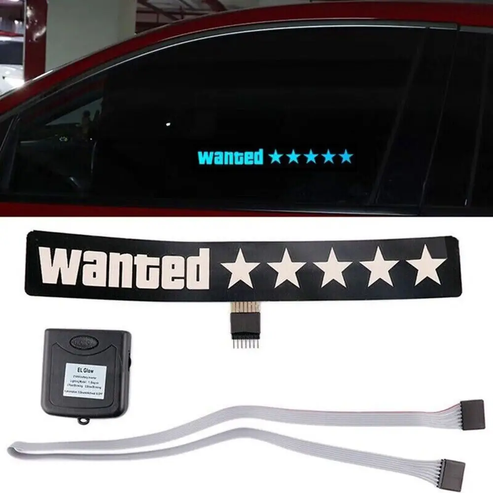 Fashion Windshield Electric Led Wanted Car Window Sticker Auto Moto