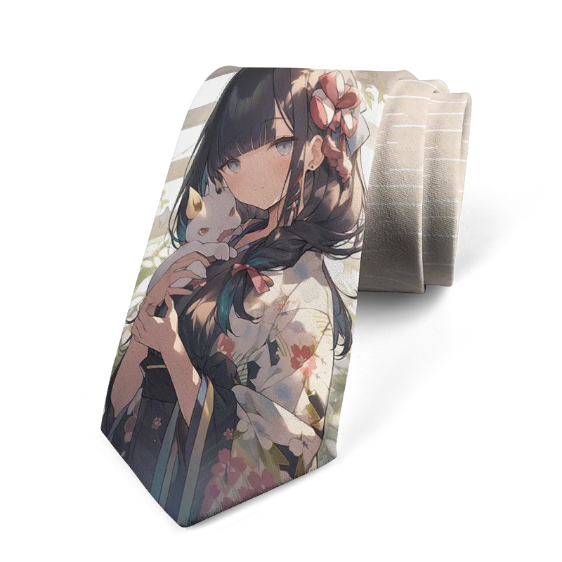 Cartoon Necktie 3D Printing Harajuku Fashion Kawaii Unisex 8CM Slim Dating Wedding Party Tie Cosplay