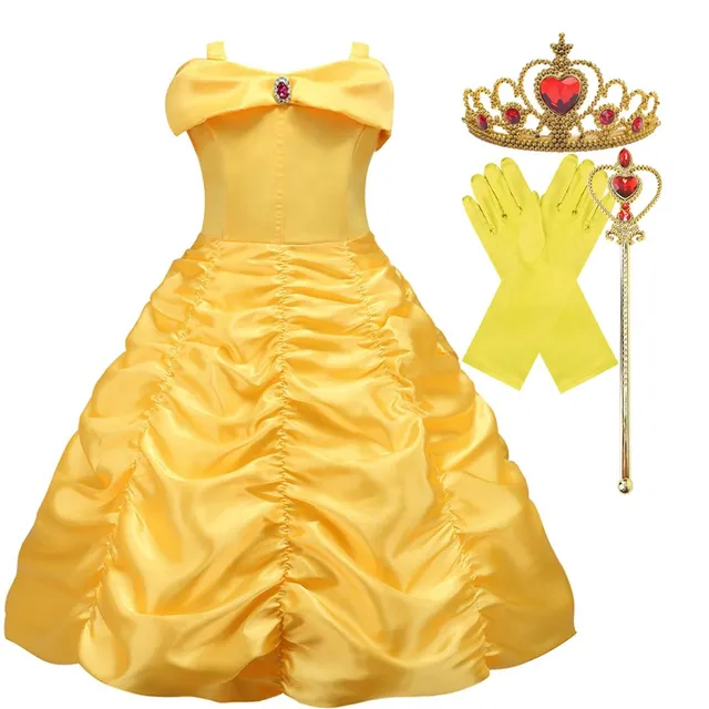 Girl Belle Princess Dress Kids Beauty and The Beast Costume Girl Baby Christmas Princess Birthday Party Fancy Dress 2-10 Years Belle dress D set 3
