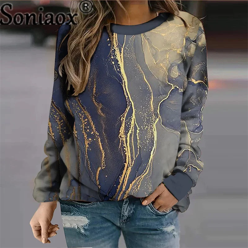 Autumn 2022 Fashion New Pullover Hoodies Women's Geometric Print Long Sleeves O Neck Loose Streetwear Sweatshirts For Women women hoodies women s ethnic aztec geometric print fleece fluffy quarter zip pullover sweatshirt m