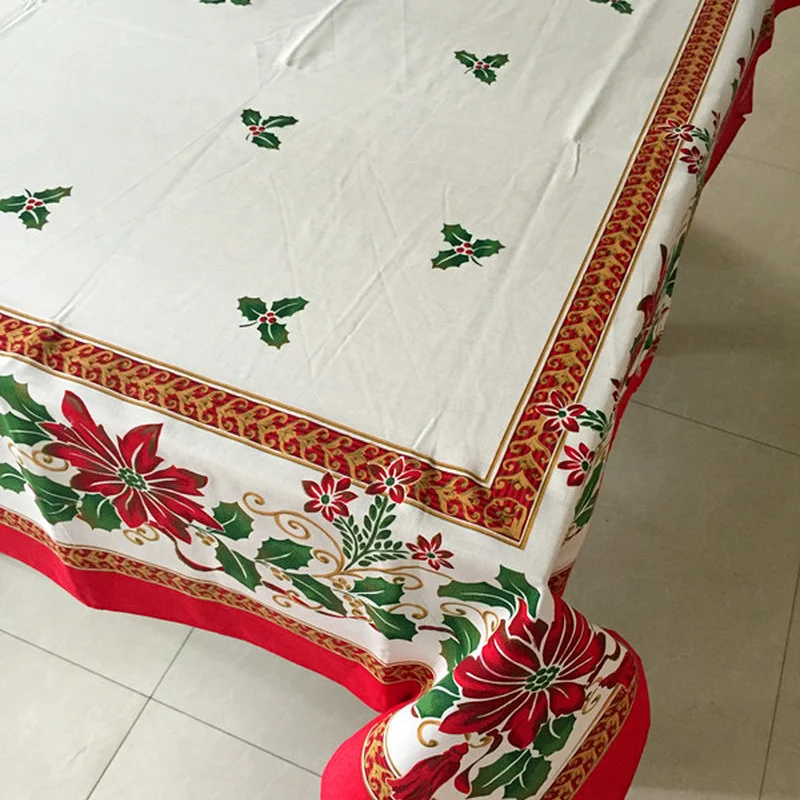 Christmas Tablecloth Waterproof Rectangular Round European Pastoral Style Coffee Table Cover