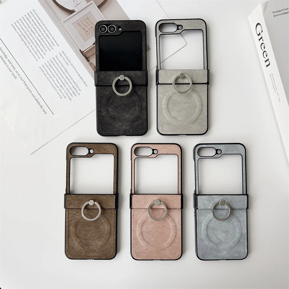 Luxury Magnetic Touch Case with Ring Holder and Hinge Protection