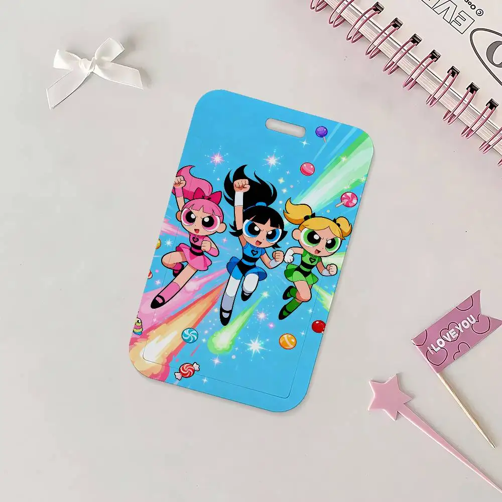 Cartoon The P-Powerpuff Girls Niedlicher Ausweishalter mit Umhängeband für Büro, Schule, Namenskarten, Ausweishülle – Detail 6
