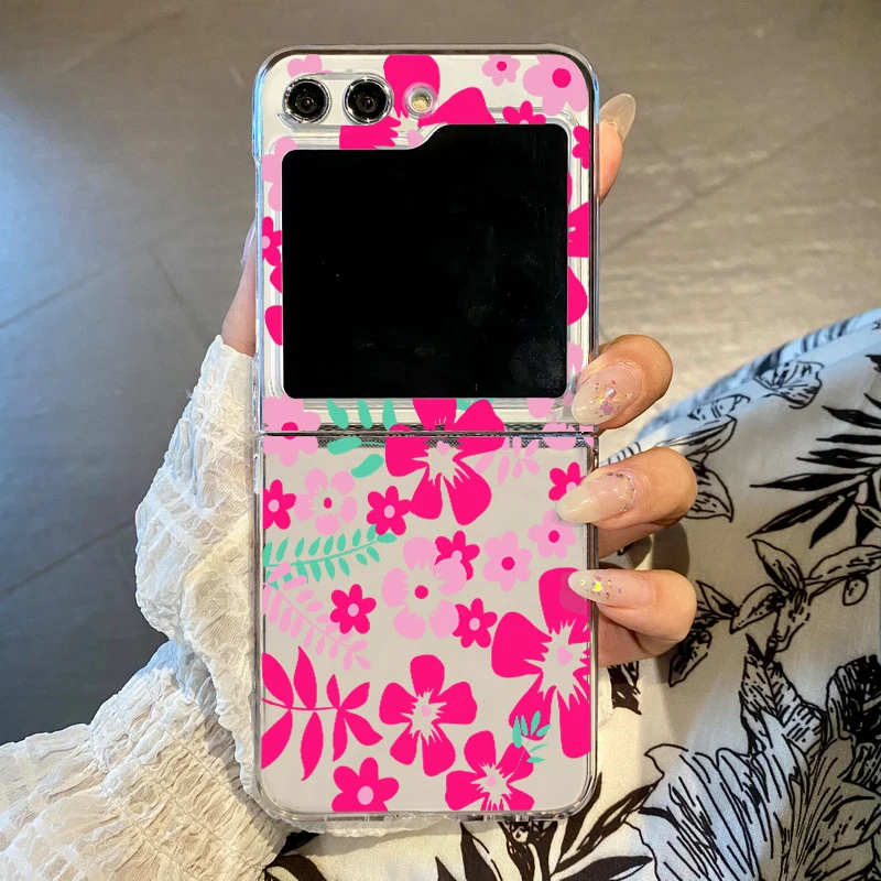 Beautiful Flowers Folding Phone Case - Elegant Hard PC Clear Cover